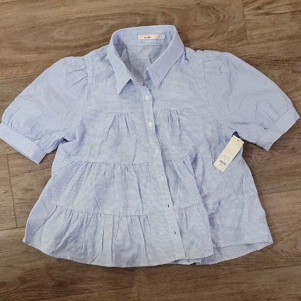 Gingham Button Down Top